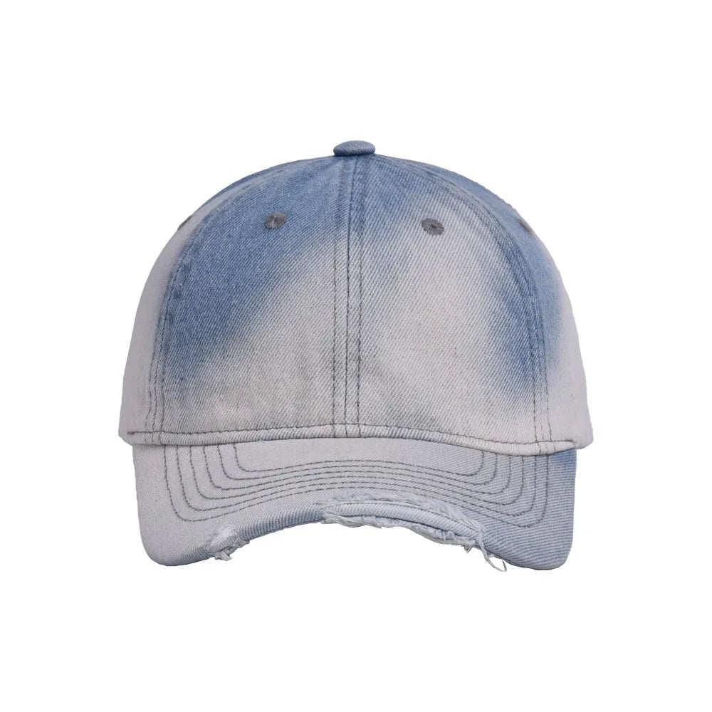 Distressed Tie-Dye Gradient Denim Baseball Cap