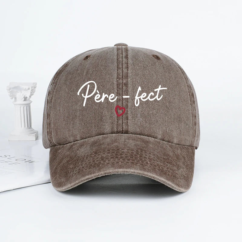 Retro “Père-fect” Printed Washed Baseball Cap