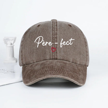 Retro “Père-fect” Printed Washed Baseball Cap
