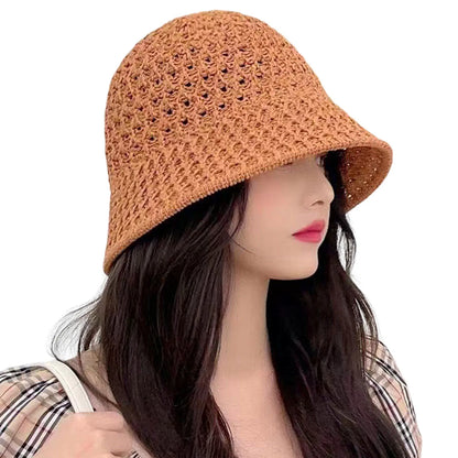 Summer Hiking Fisherman Hat Hollow Out Thin Breathable Sun Hat