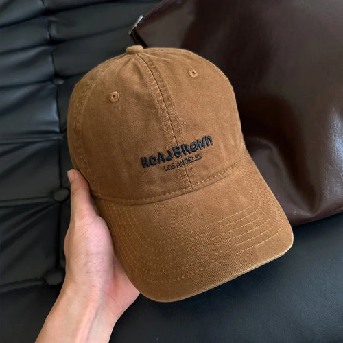 Korean Style Washed Baseball Cap With Letters, Fashion Unisex Soft Top Snapback