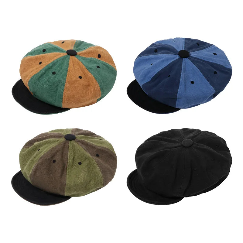 Men Women Octagonal Beret Caps 8 Panels Newsboy Hats