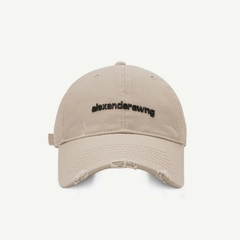 Ripped Letter Embroidery Trendy Baseball Cap Children Soft Top Showing Face Small Couple Big Head Casual Cap Men