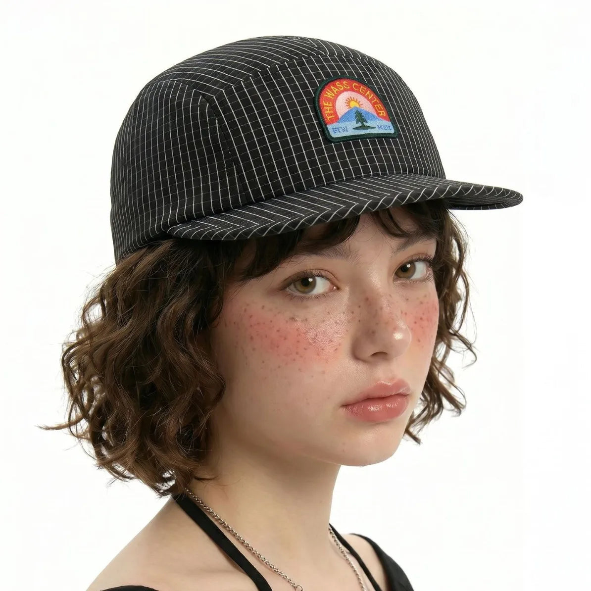 Korean Style Retro Plaid Flat Brim Baseball Cap Women