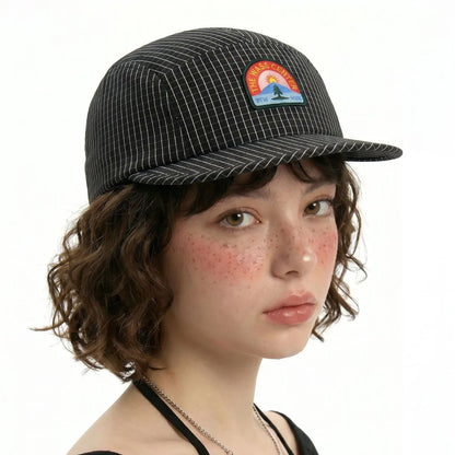 Korean Style Retro Plaid Flat Brim Baseball Cap Women
