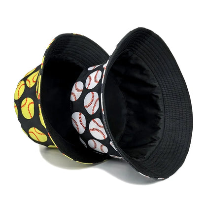 Baseball Pattern Print Bucket Hats Women Men Summer
