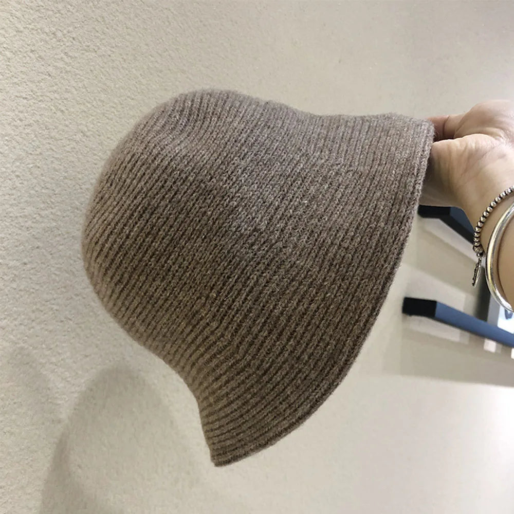 Hip Hop Korean Thicken Warmer Knitted Autumn Felt Wool Hat Bucket Hat