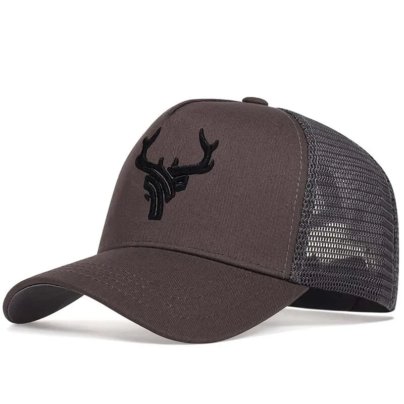 Unisex Animal Antlers Embroidery Baseball Net Caps Spring and Summer
