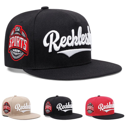 New Flat Edge Hat REEK Side USA Embroidered Outdoor Daily Leisure Decoration Sunshade Hat Unisex Hip Hop Hat