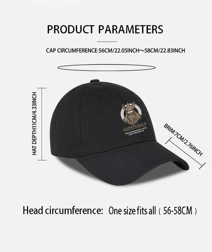 Hammers Bald Printed Baseball Cap Soft Comfortable Lightweight Breathable Adjustable Retro Viking Style