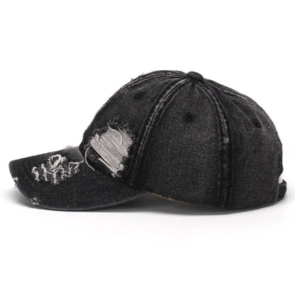 Vintage Ripped Washed Denim Baseball Cap