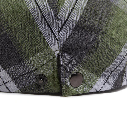 Summer Plaid Thin Beret Women Men Fashion Vintage Visor Hat