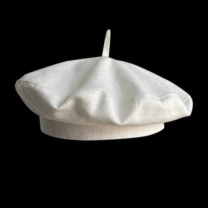 Spring Summer Yellow Linen Beret Korean Style Literary Painter Cap