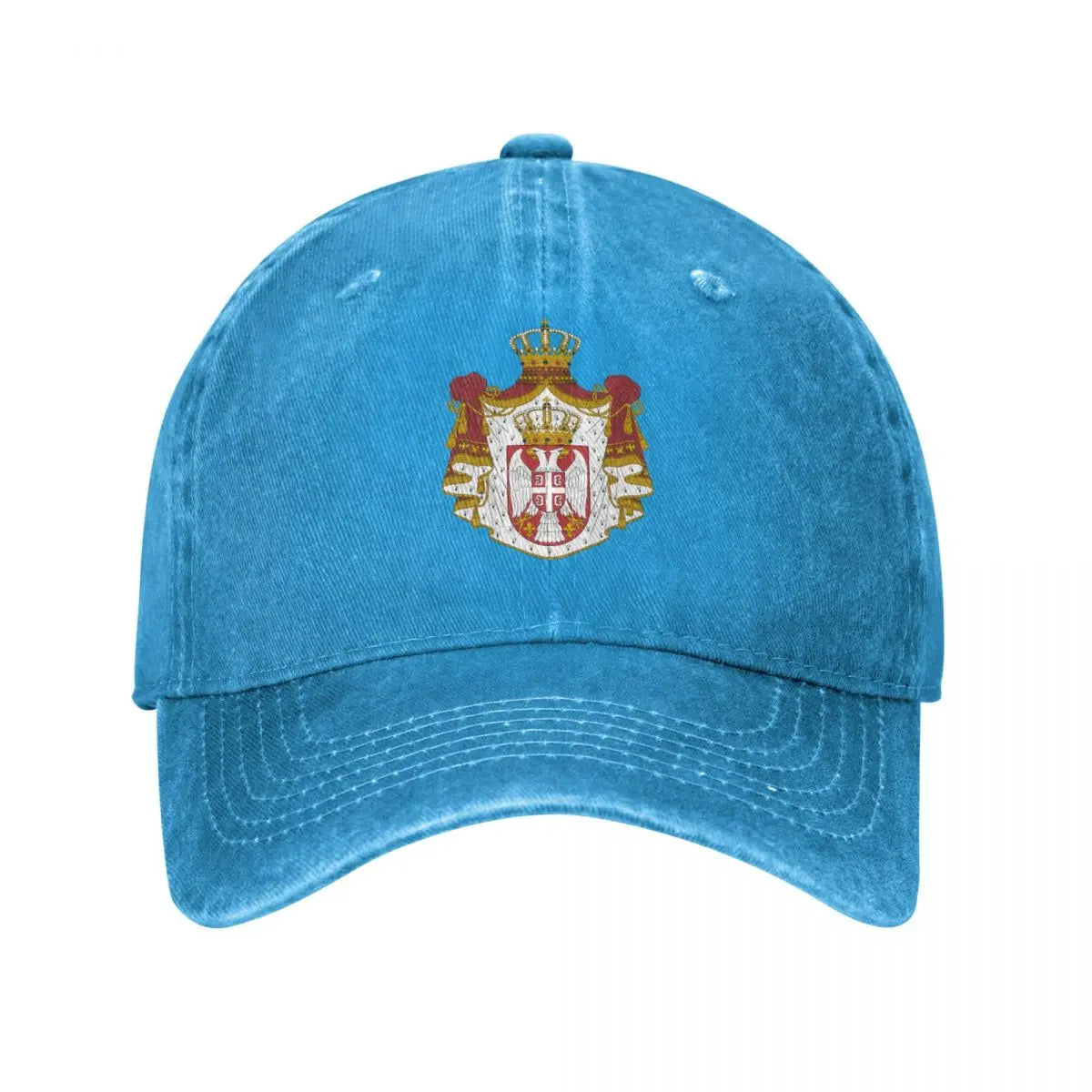 Men Baseball Cap Serbia Emblem Charcoal Washed Denim