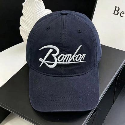 Unisex Washed Denim Baseball Caps Letter Embroidery Kpop Cotton Cap For Women Men