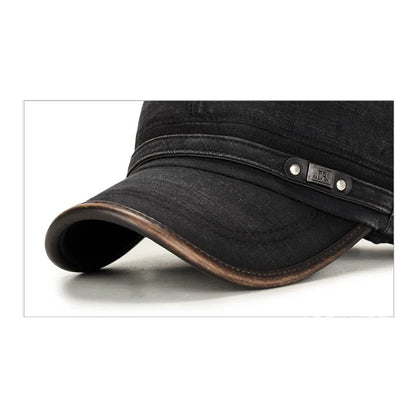 Leather Brim Washed Distressed Cotton Adjustable