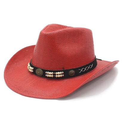 Western Spring Summer Men Women Ethnic Style Rigid Cowboy Straw Hat