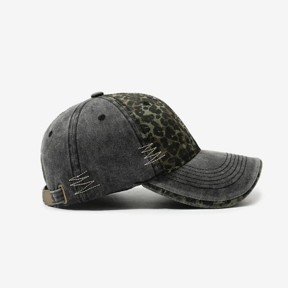 Sunday Forever Embroidered Leopard Patchwork Baseball Cap