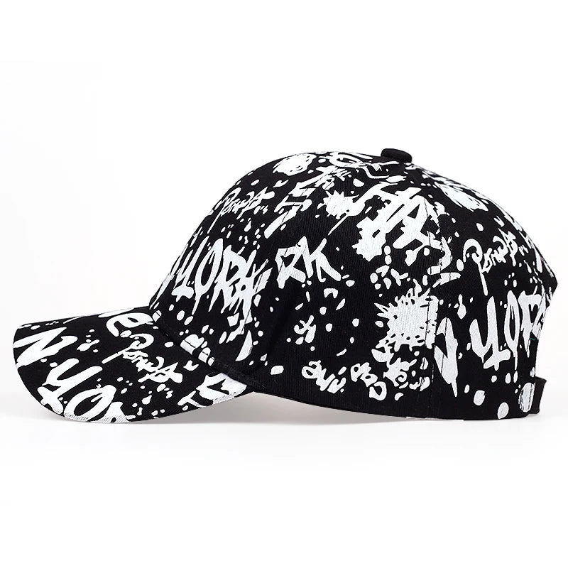 Letters Graffiti Printed Baseball Cap Fashion Outdoor Cotton Dad Hat Casual Sports Hip-Hop Hats Men and Women