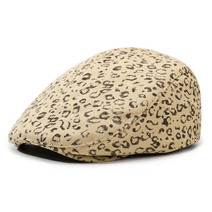 Vintage Leopard Print Newsboy Cap