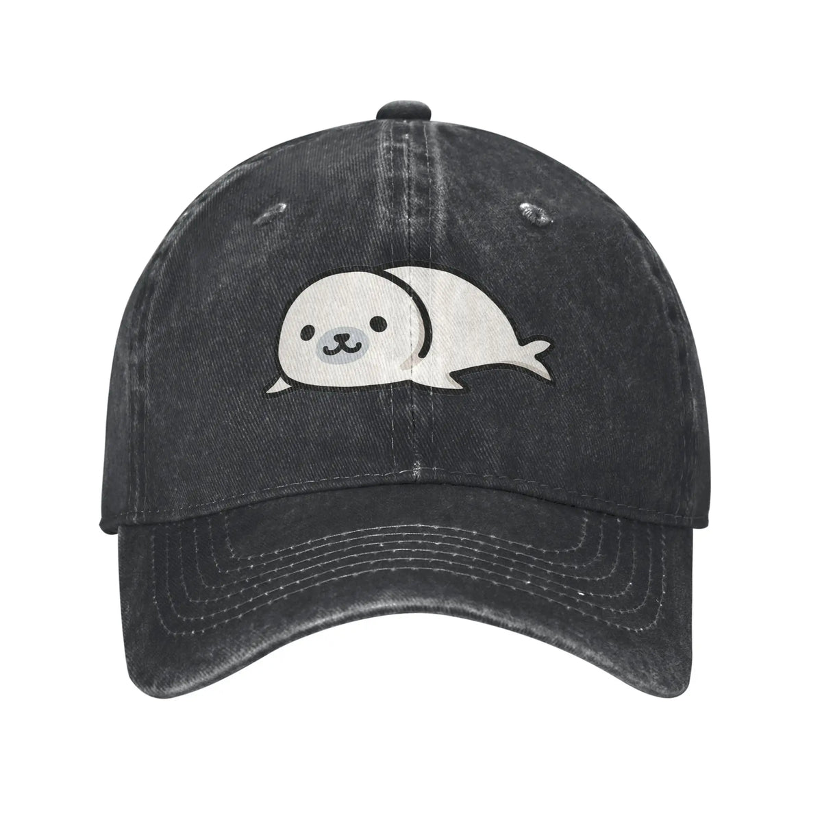 Seal Denim Fabric Cap Casual Baseball Caps Adjustable Hat