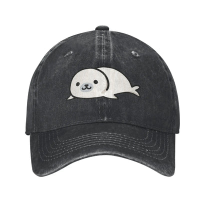 Seal Denim Fabric Cap Casual Baseball Caps Adjustable Hat