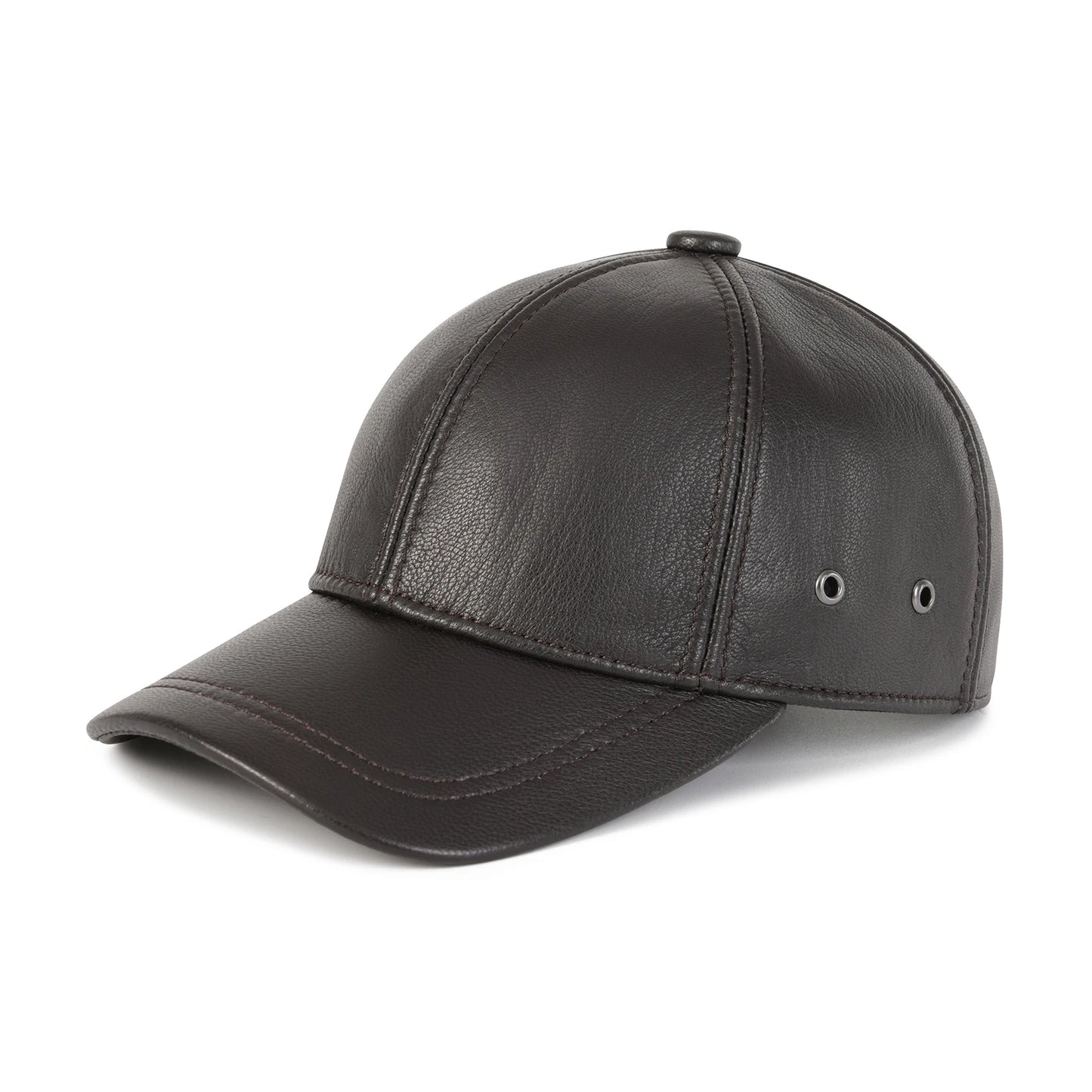 Men's Adjustable Baseball Cap Winter Driving Hunting Fishing Hat Genuine Leather Ivy