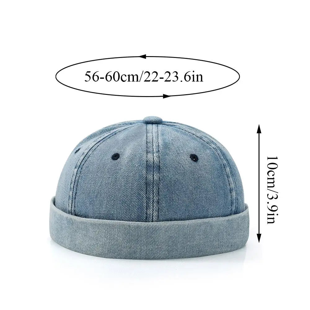 Fashion Cotton Brimless Hat Men Women Adjustable Docker Cap Retro Skullcap Melon Cap
