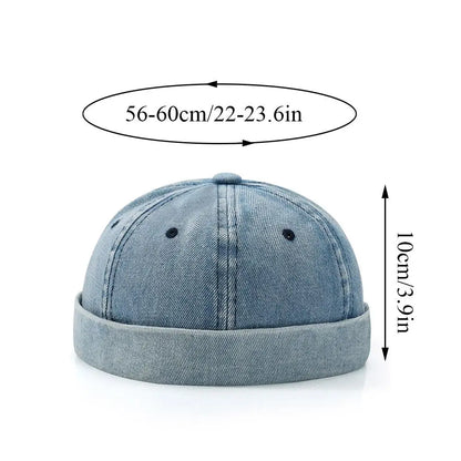 Fashion Cotton Brimless Hat Men Women Adjustable Docker Cap Retro Skullcap Melon Cap