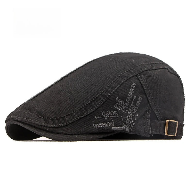 Washed Solid Flat Cap Contrast Stitching Ivy Newsboy Hat