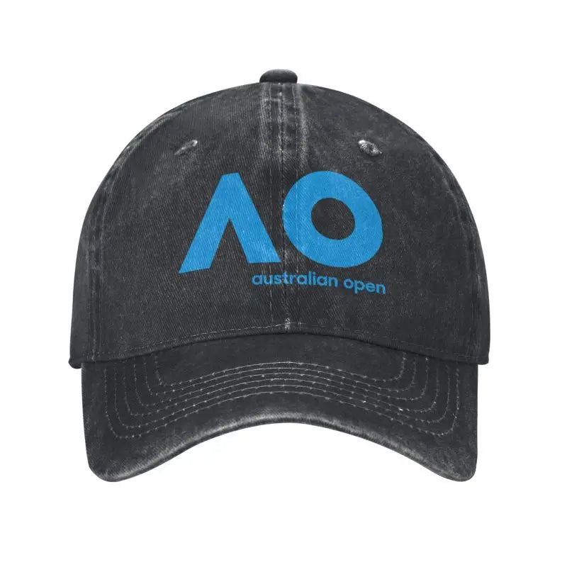 Australian Open AO Print Baseball Cap Vintage Washed Cotton Denim