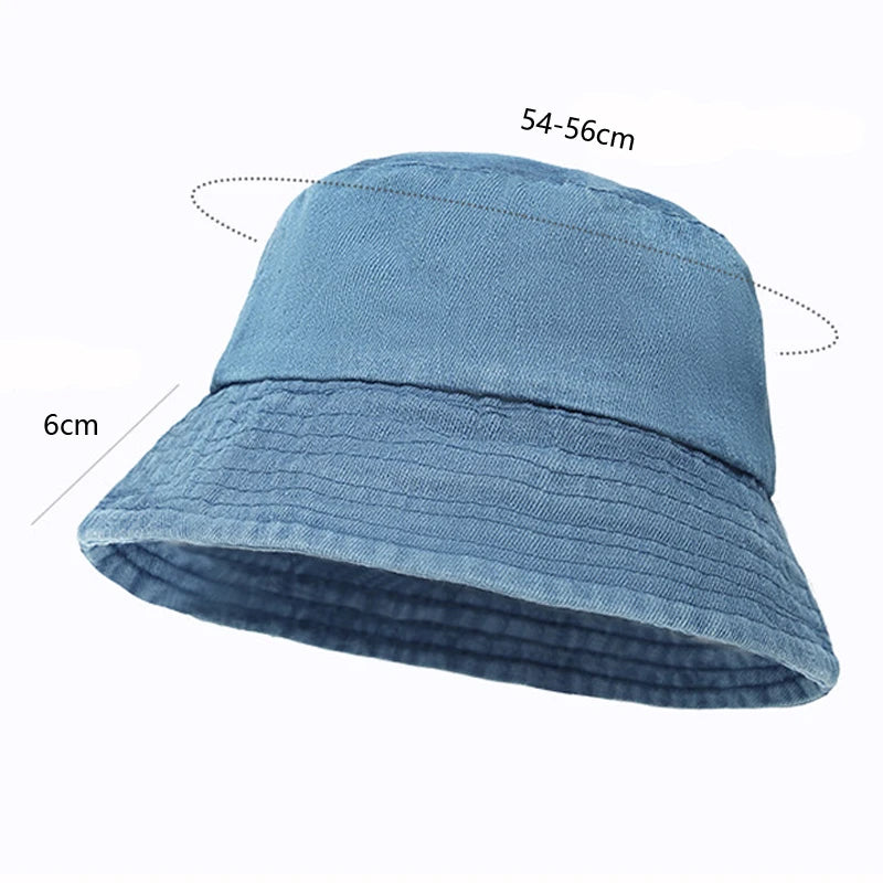 Unisex Washed Cotton Bucket Hats Outdoor Casual Fishermen Caps