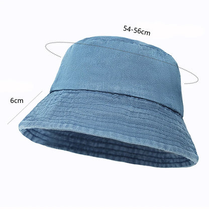 Unisex Washed Cotton Bucket Hats Outdoor Casual Fishermen Caps