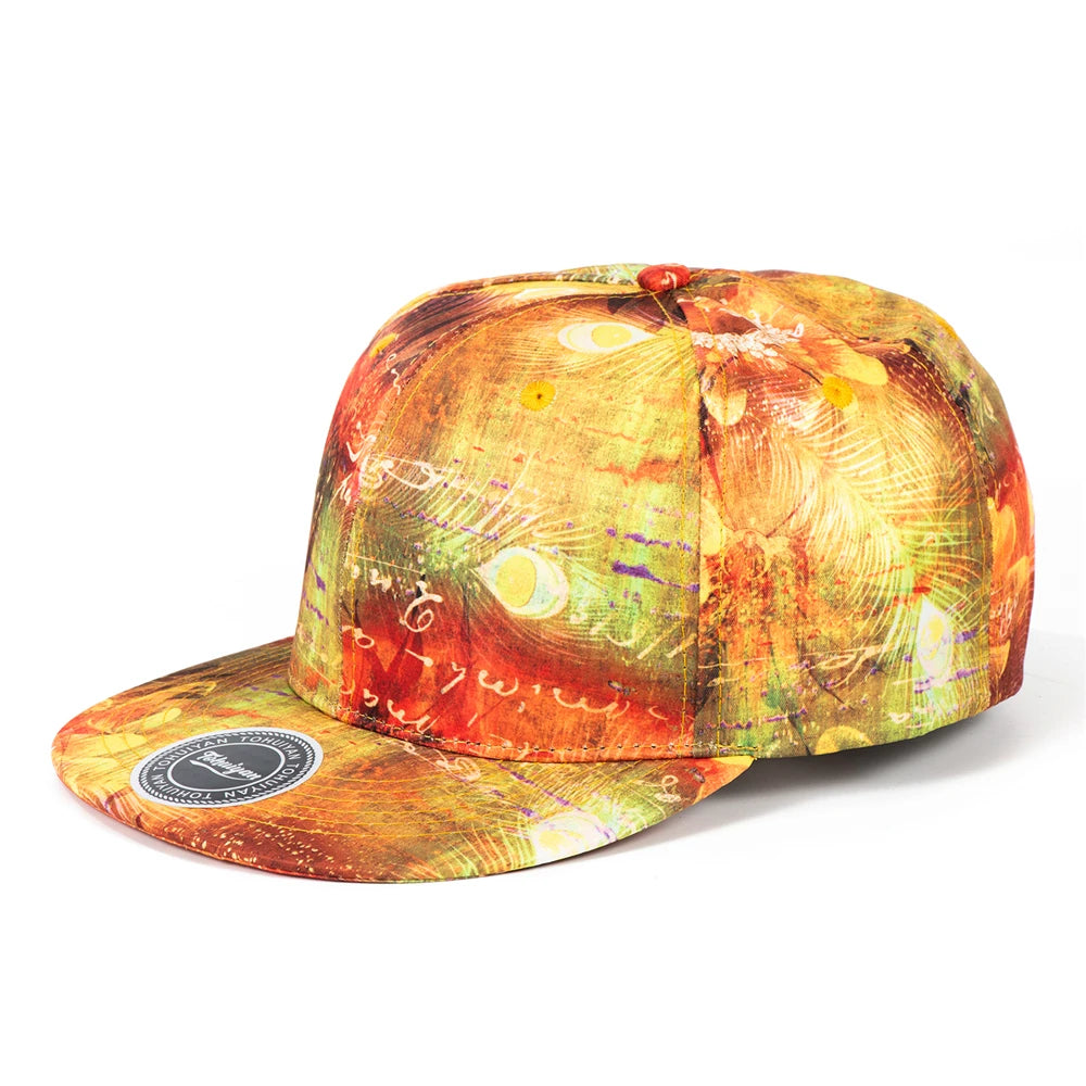 Peafowl Feather Printing Hip Hop Cap Summer Snapback Cap