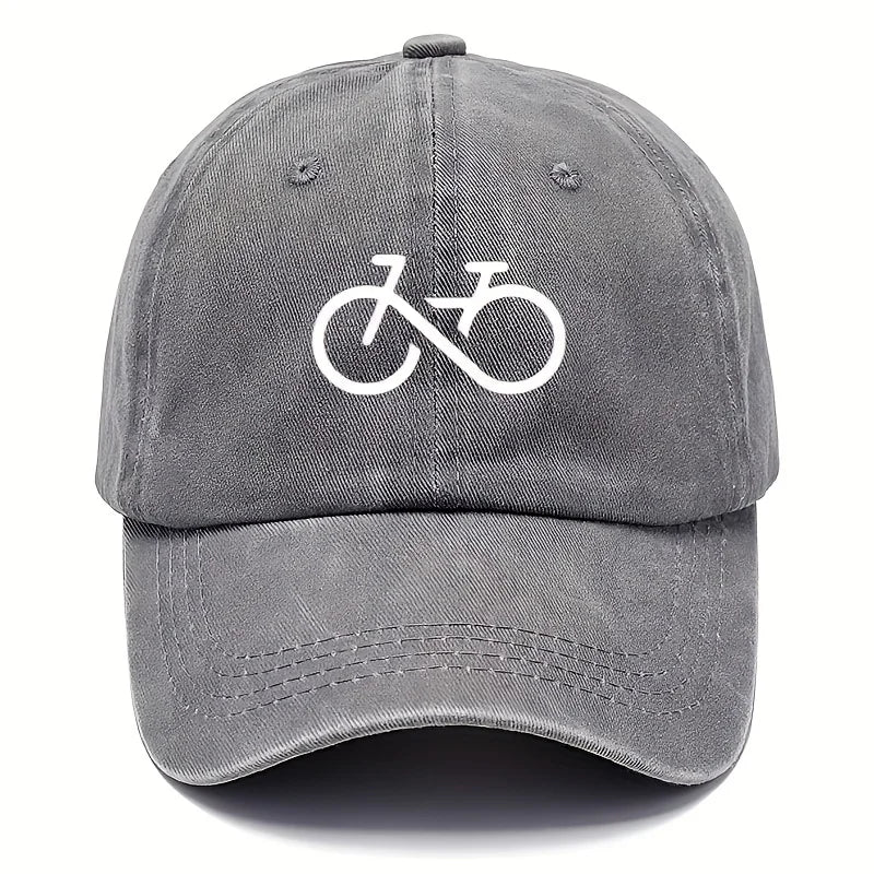 Vintage Bicycle Printed Baseball Cap with White Geometric Design for Running