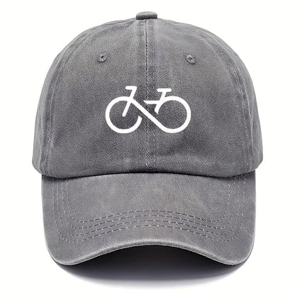 Vintage Bicycle Printed Baseball Cap with White Geometric Design for Running