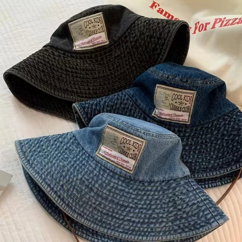 Large Brim Denim Bucket Hats For Women