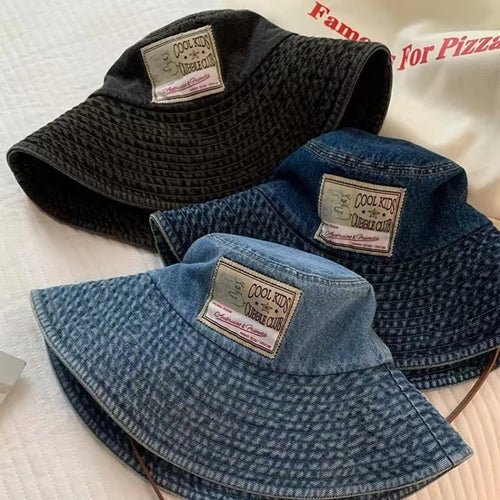 Large Brim Denim Bucket Hats For Women