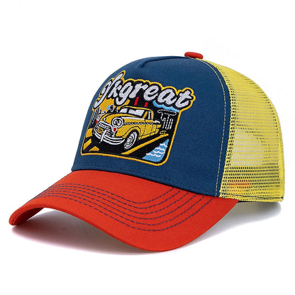 Unisex Baseball Cap Classic Vintage Car Pattern Mesh Cap Men And Women