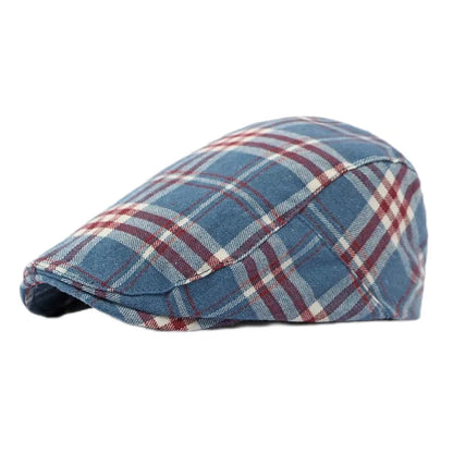 Spring Summer Dopamine Plaid Beret Duck Tongue Forward Hat
