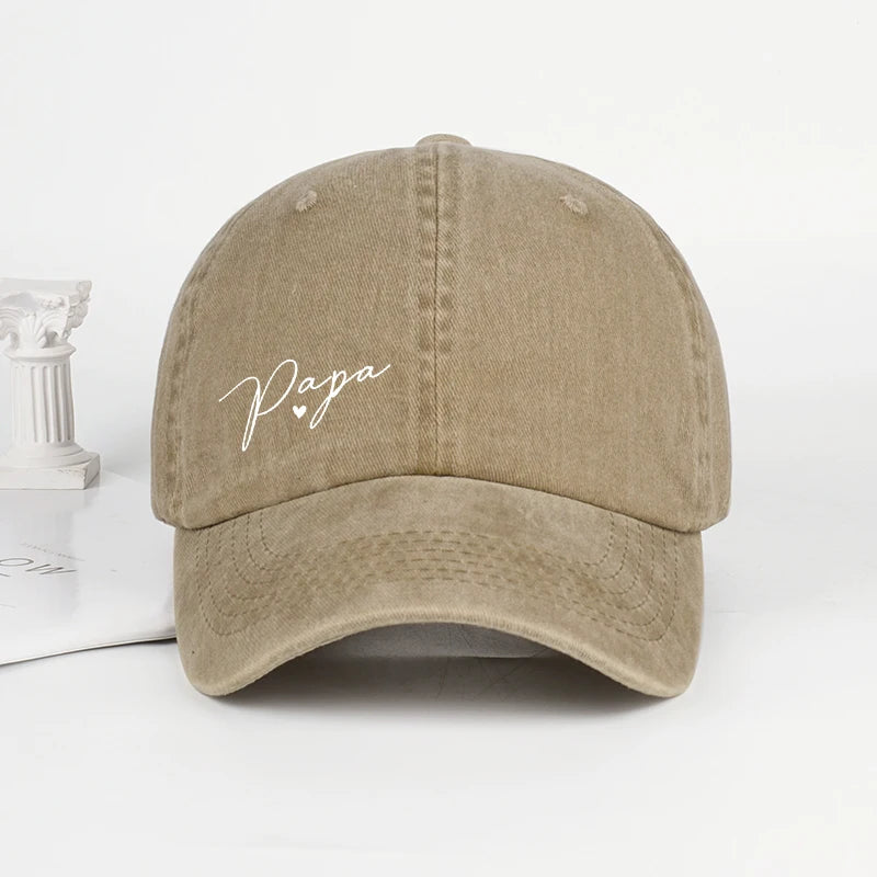 Retro “Papa” Handwritten Print Washed Baseball Cap