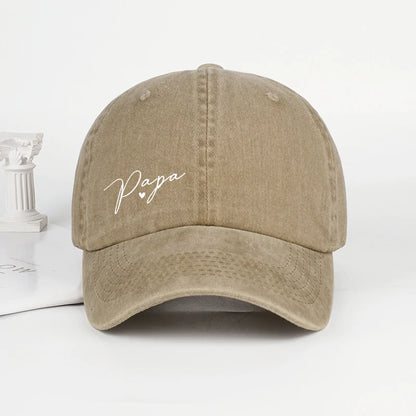 Retro “Papa” Handwritten Print Washed Baseball Cap