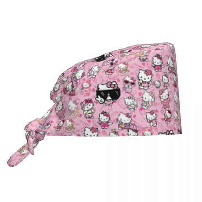 Custom Hello Kitty Medical Staff Scrubs Hat Women Men Cartoon Chara For Chef Hat