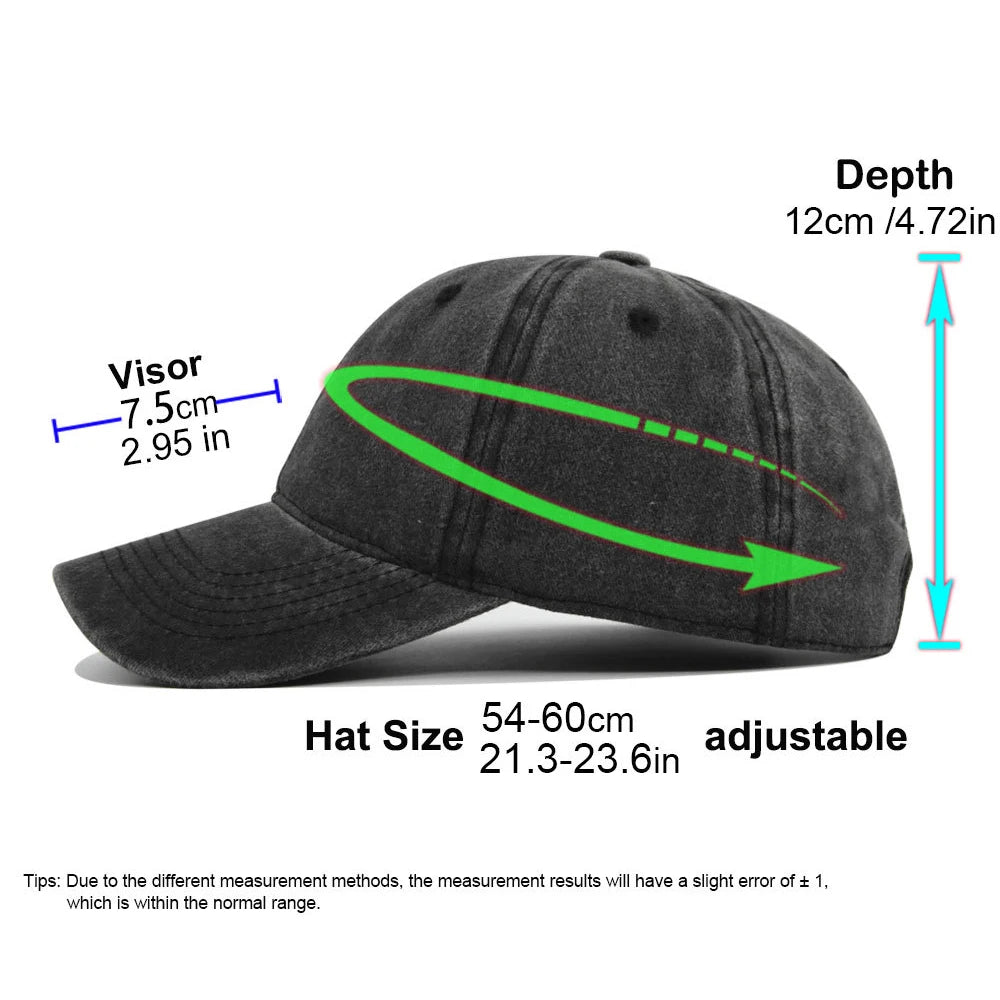 Retro Washed Cotton Baseball Cap Men Women