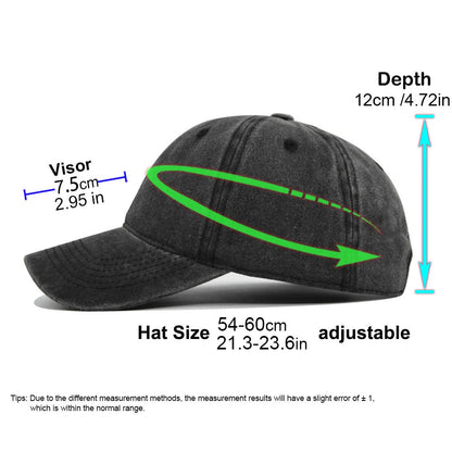 Retro Washed Cotton Baseball Cap Men Women