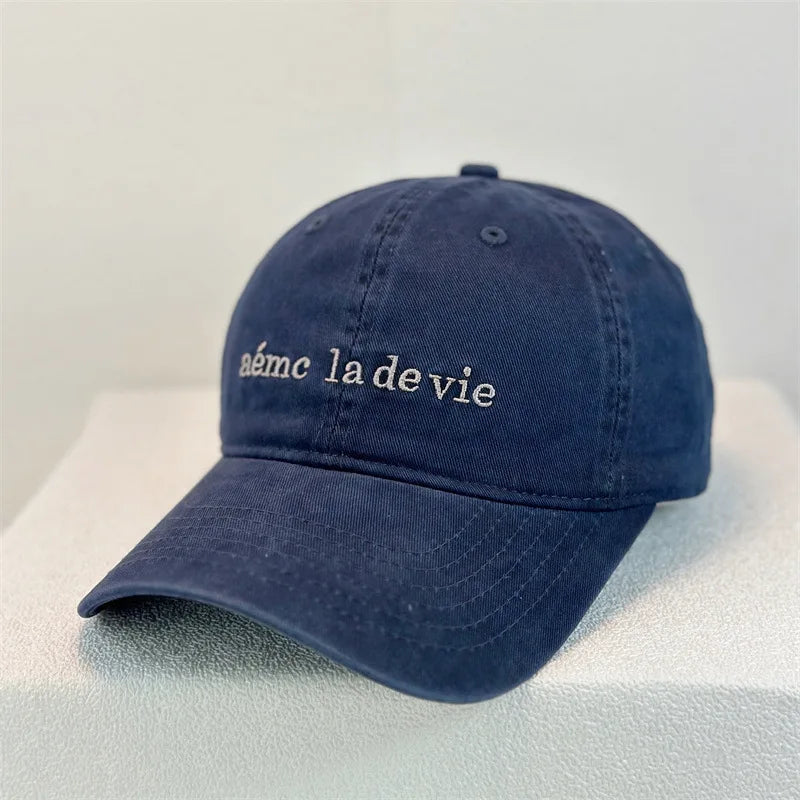 Korean Minimalist Letter Embroidery Soft Crown Baseball Cap
