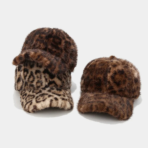 Leopard Print Plush Duck Tongue Hat New Fashion Men Women