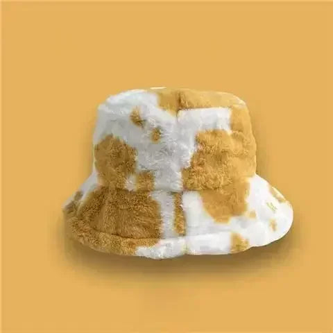 Winter Rabbit Plush Fisherman Hats Women Girl Bucket Hat