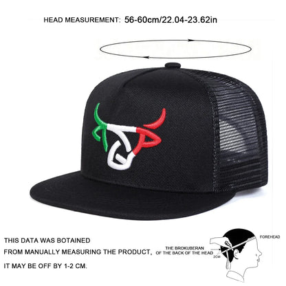 Unisex Ox Head Embroidery Hip-hop Net Hats Spring and Summer