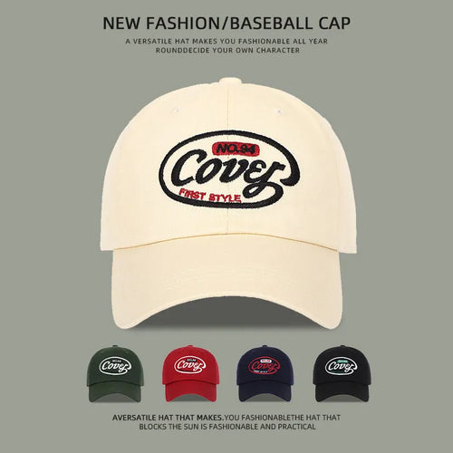 Retro Washed Cotton Embroidered Baseball Cap for Women Men